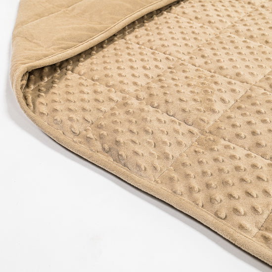 Manta de Peso para Adultos - Tela Minky con Puntos Crema / Visón 02