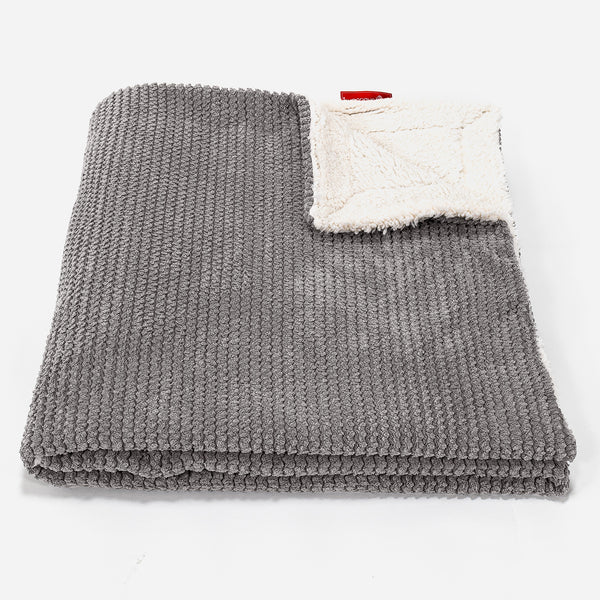 Manta de Sherpa - Pompón Carbón Gris 01