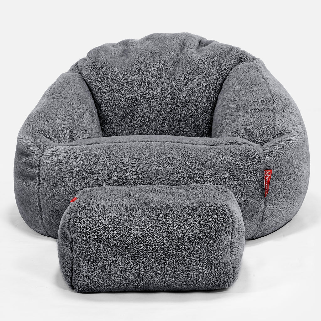Puf Bubble - Piel de Osito Sintética Gris oscuro 02