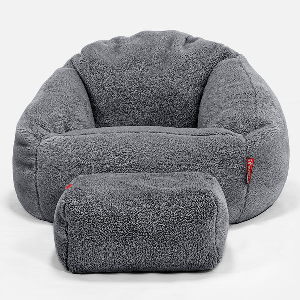 Puf Bubble - Piel de Osito Sintética Gris oscuro 01