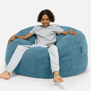Puf Ultra Cómodo para Niños de 6 a 14 años - Pompón Egeo Azul