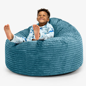 Puf Gigante Snuggle para Niños de 3 a 8 años - Pana Clásica Egeo Azul