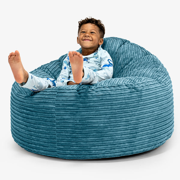 Puf Gigante Snuggle para Niños de 3 a 8 años - Pana Clásica Egeo Azul 01