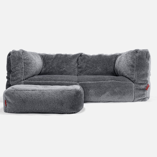 Albert Puf Sofá 2 plazas - Piel de Osito Sintética Gris oscuro 02