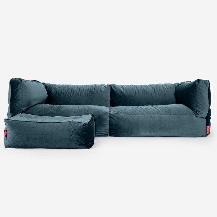 Albert Puf Sofá 3 plazas - Terciopelo Turquesa 02