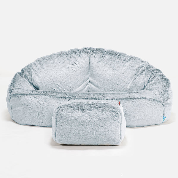 Puf Grande para Niños Bubble - Piel de Conejo Sintética Azul Empolvado 01