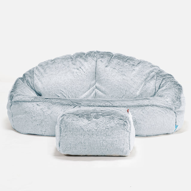 Puf Grande para Niños Bubble - Piel de Conejo Sintética Azul Empolvado 02