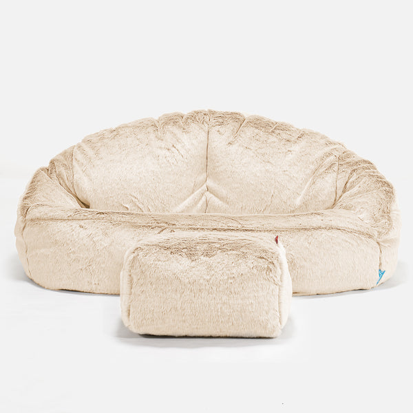 Puf Grande para Niños Bubble - Piel de Conejo Sintética Blanco 01