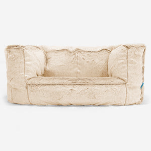 Albert Puf Grande para Niños 2-6 años - Piel de Conejo Sintética Blanco