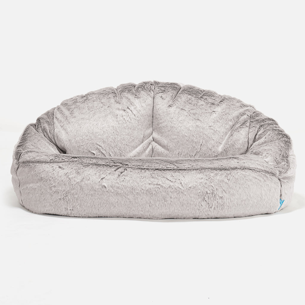 Puf Grande para Niños Bubble - Piel de Conejo Sintética Gris Claro 01