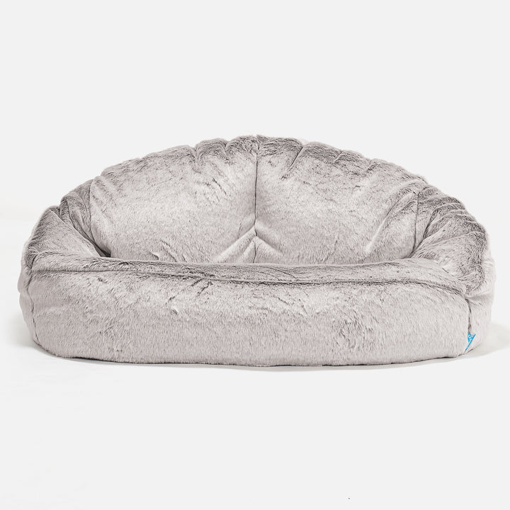 Puf Grande para Niños Bubble - Piel de Conejo Sintética Gris Claro 01