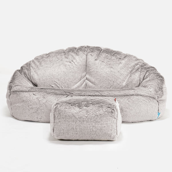 Puf Grande para Niños Bubble - Piel de Conejo Sintética Gris Claro 01