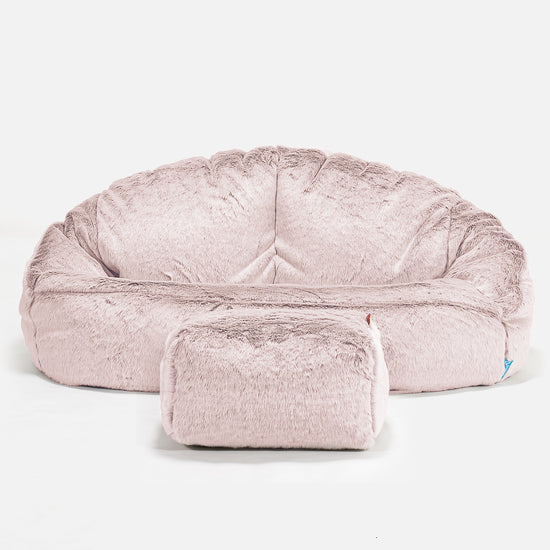 Puf Grande para Niños Bubble - Piel de Conejo Sintética Rosa Empolvado 02