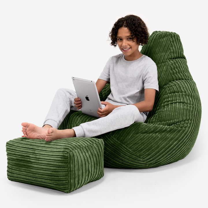 Puf Silla de Juego para Niños de 6 a 14 años - Pana Clásica Bosque Verde 01