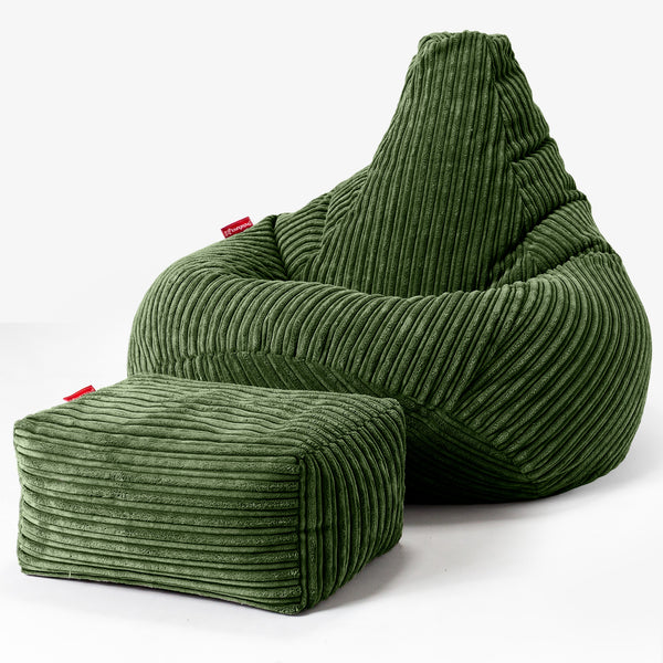 Puf Silla de Juego para Niños de 6 a 14 años - Pana Clásica Bosque Verde 01
