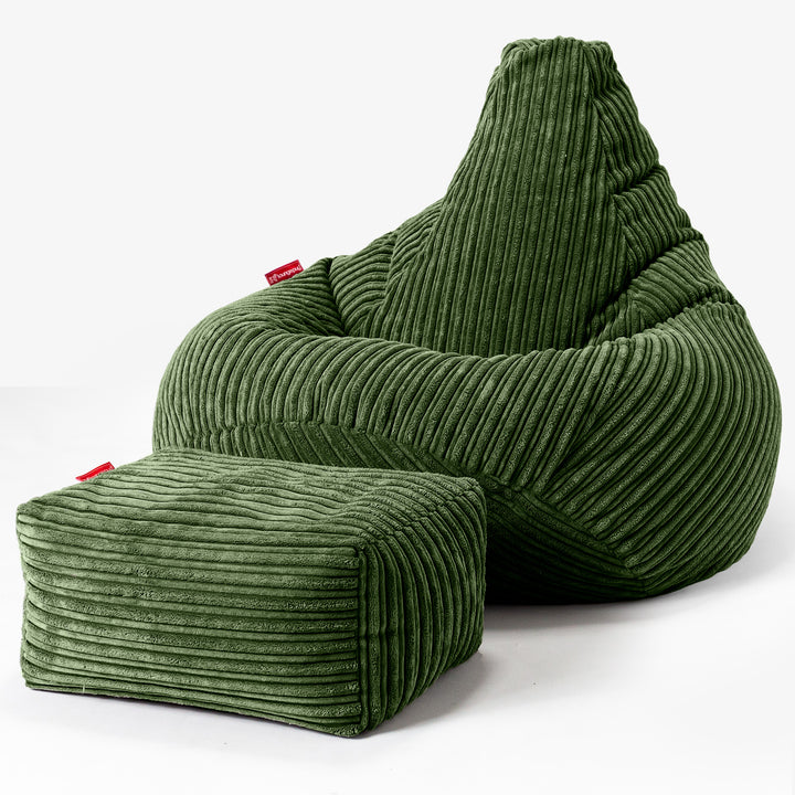 Puf Silla de Juego para Niños de 6 a 14 años - Pana Clásica Bosque Verde 03