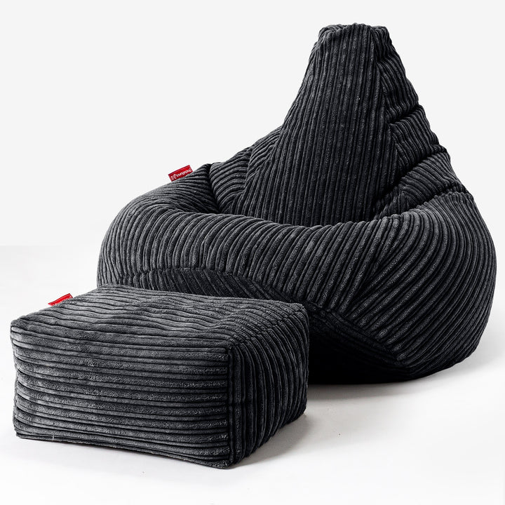 Puf Silla de Juego para Niños de 6 a 14 años - Pana Clásica Negro 03