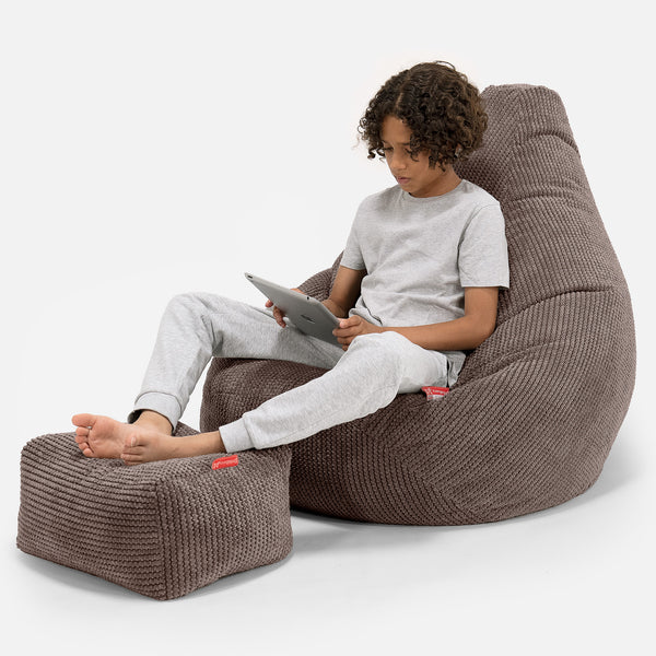 Puf Silla de Juego para Niños de 6 a 14 años - Pompón Chocolate 01