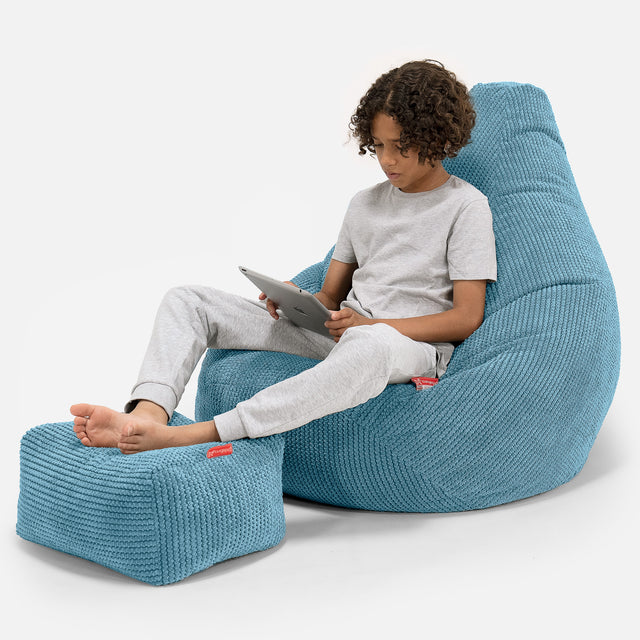 Puf Silla de Juego para Niños de 6 a 14 años - Pompón Egeo Azul 01