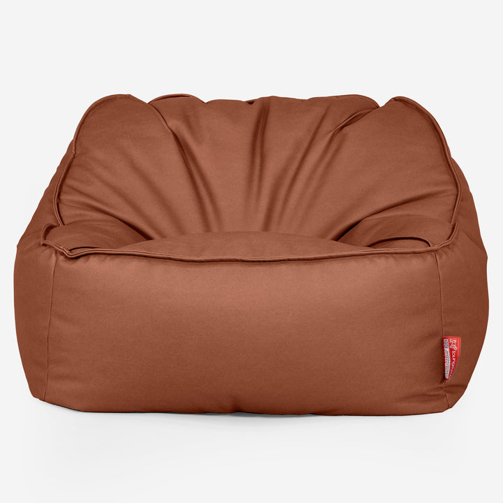 Puf Silla Encorvada - Cuero Vegano Castaño 01