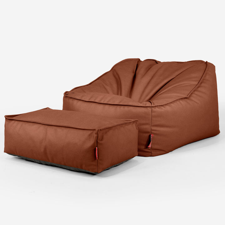 Puf Silla Encorvada - Cuero Vegano Castaño 02