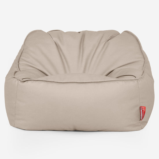 Puf Silla Encorvada - Cuero Vegano Marfil 01