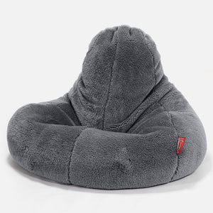 Puf Ultra Lux - Piel de Osito Sintética Gris oscuro