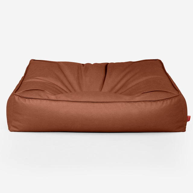 Puf Sillón Encorvado - Cuero Vegano Castaño 01