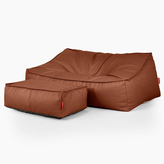 Puf Sillón Encorvado - Cuero Vegano Castaño 02