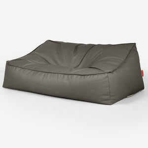 Puf Sillón Encorvado - Cuero Vegano Gris