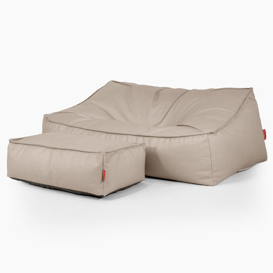 Puf Sillón Encorvado - Cuero Vegano Marfil 02