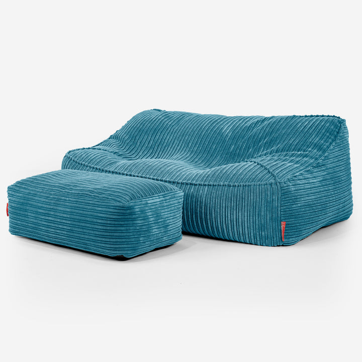 Puf Sillón Encorvado - Pana Clásica Egeo Azul 02