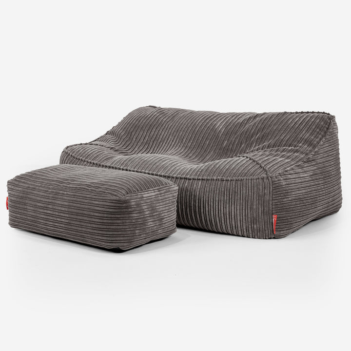Puf Sillón Encorvado - Pana Clásica Grafito 02