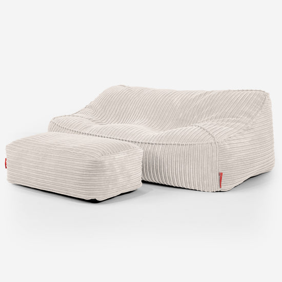 Puf Sillón Encorvado - Pana Clásica Marfil 02