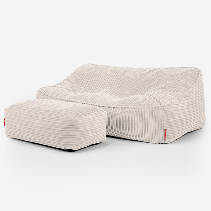 Puf Sillón Encorvado - Pana Clásica Marfil 02