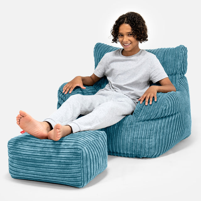Sillón Puf Teens 6-14 años - Pana Clásica Egeo Azul 01