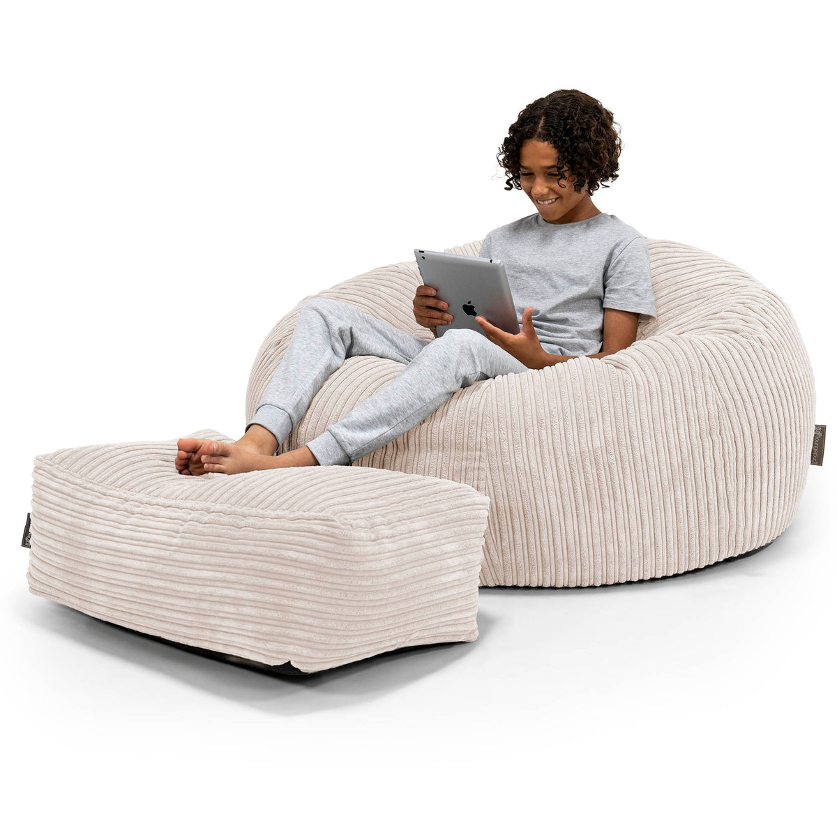 Lounge Pug Puf Sofa Clásico para Niños Pana Clásica Marfil Pufs Grandes ...
