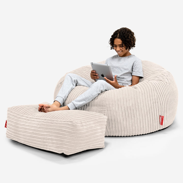 Puf Sofa para Niños de 6 a 14 años - Pana Clásica Marfil 01