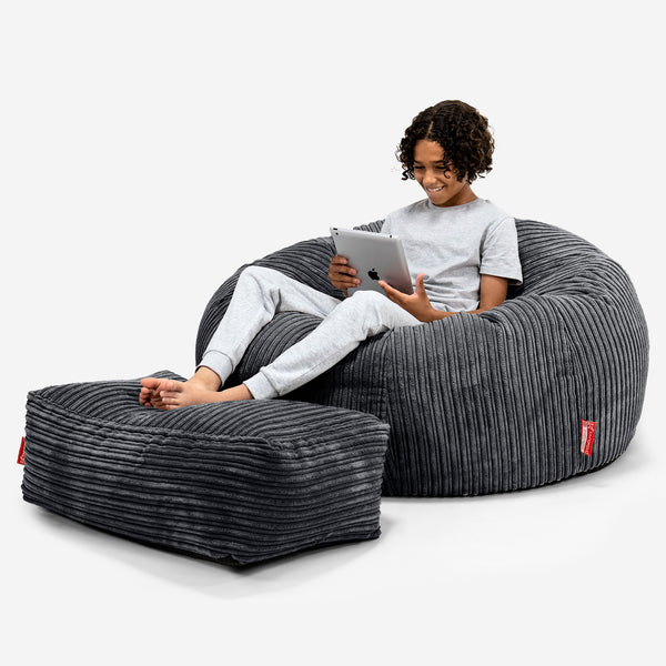 Puf Sofa para Niños de 6 a 14 años - Pana Clásica Negro 01