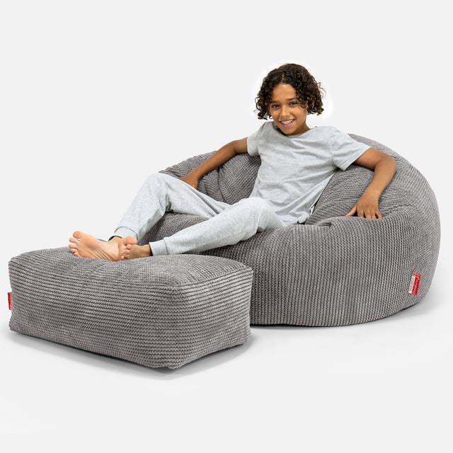 Puf Sofa para Niños de 6 a 14 años - Pompón Carbón Gris 01