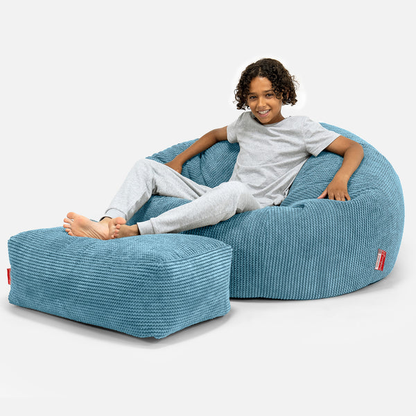 Puf Sofa para Niños de 6 a 14 años - Pompón Egeo Azul 01