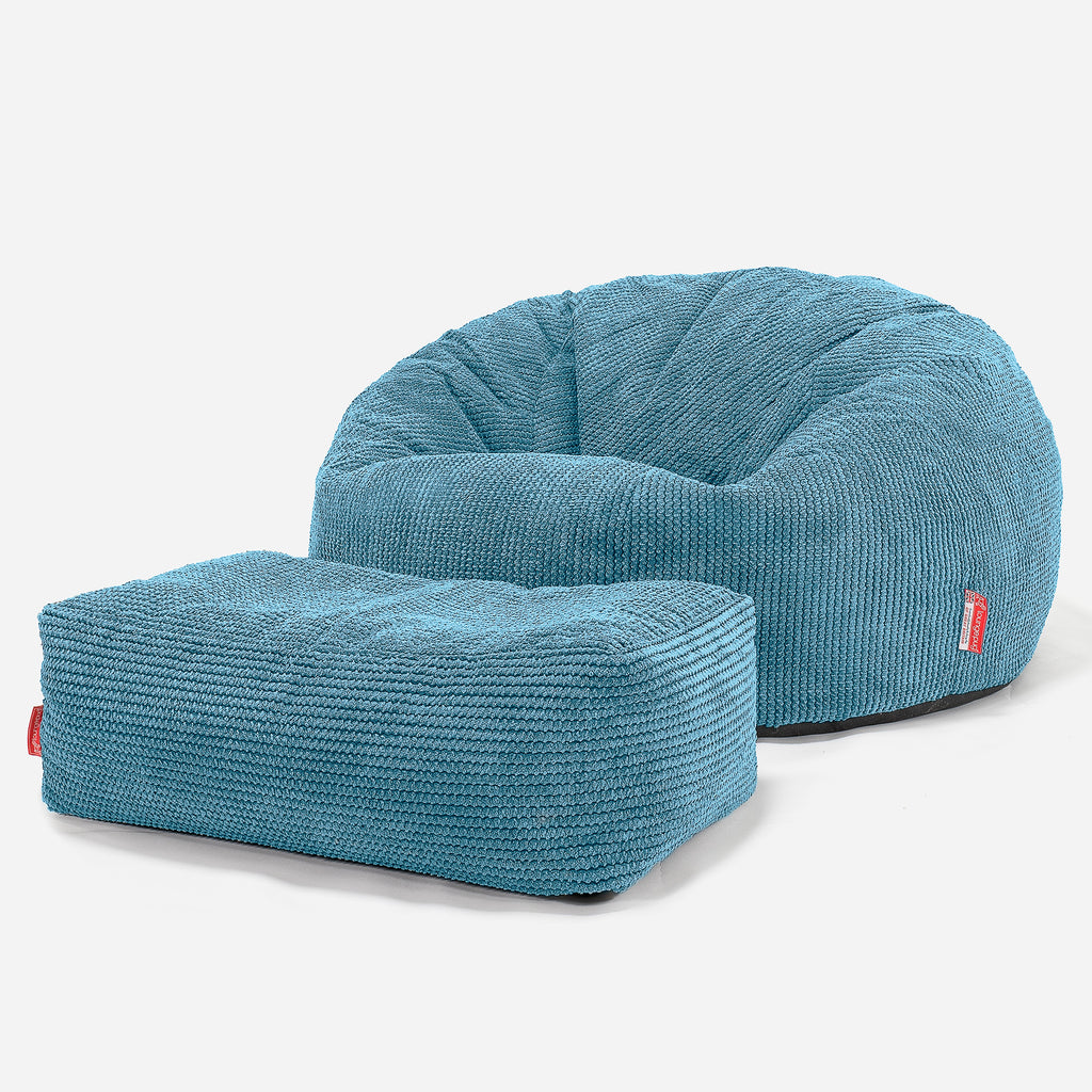 Puf Sofa para Niños de 6 a 14 años - Pompón Egeo Azul 03