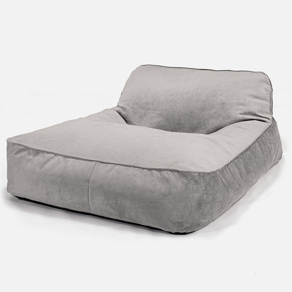 Puff Chaise-longue, Doble - Terciopelo Plata 01