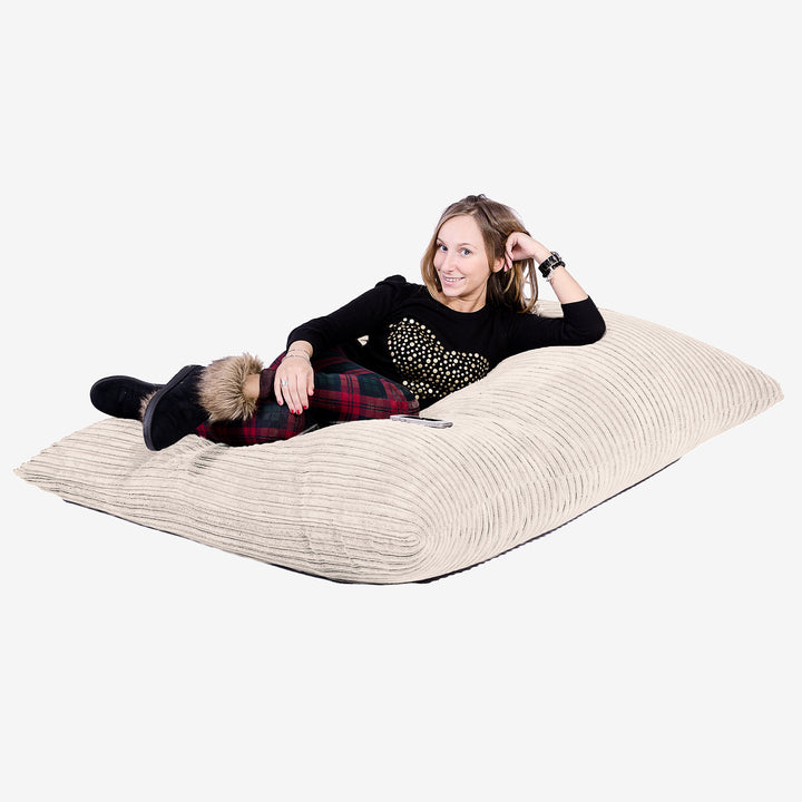 Puff Gigante Cama XL - Pana Clásica Marfil 04