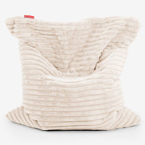 Puff Cama Gigante XL - Pana de Felpa Ultra Crema