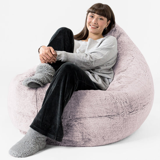 Puff Gigante Cama XL - Piel de Conejo Sintética Rosa Empolvado 02