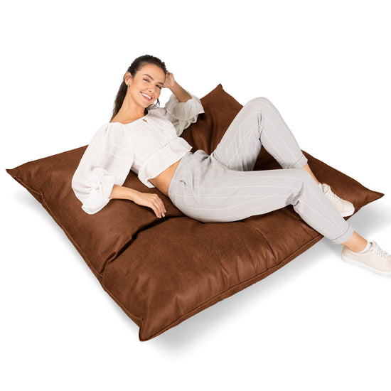 Puff Cama Gigante XL - Cuero Envejecido Marrón británico 03