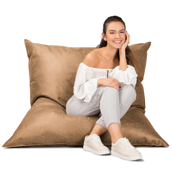 Puff Cama Gigante XL - Cuero Envejecido Miel 01