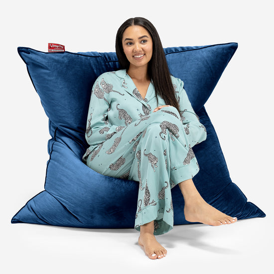 Puff Gigante Cama XL - Terciopelo Azul Marino 02