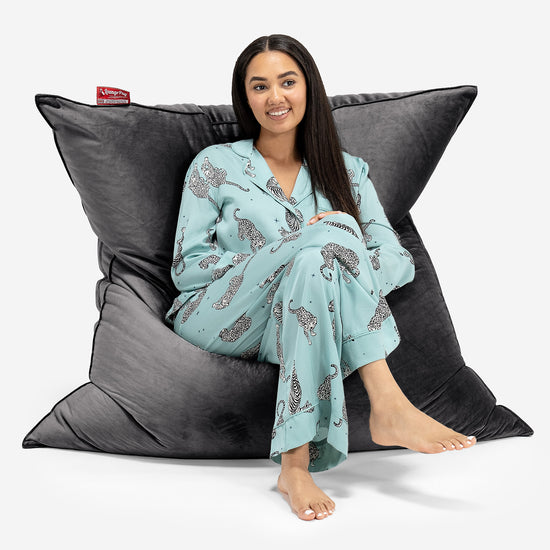 Puff Gigante Cama XL - Terciopelo Grafito 02